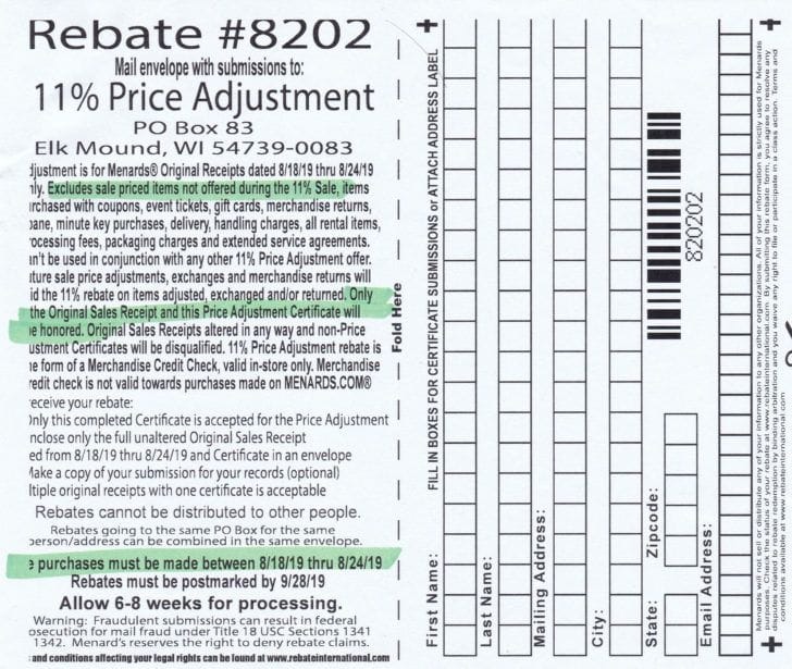 Printable Menards Rebate Form For Easy Savings!