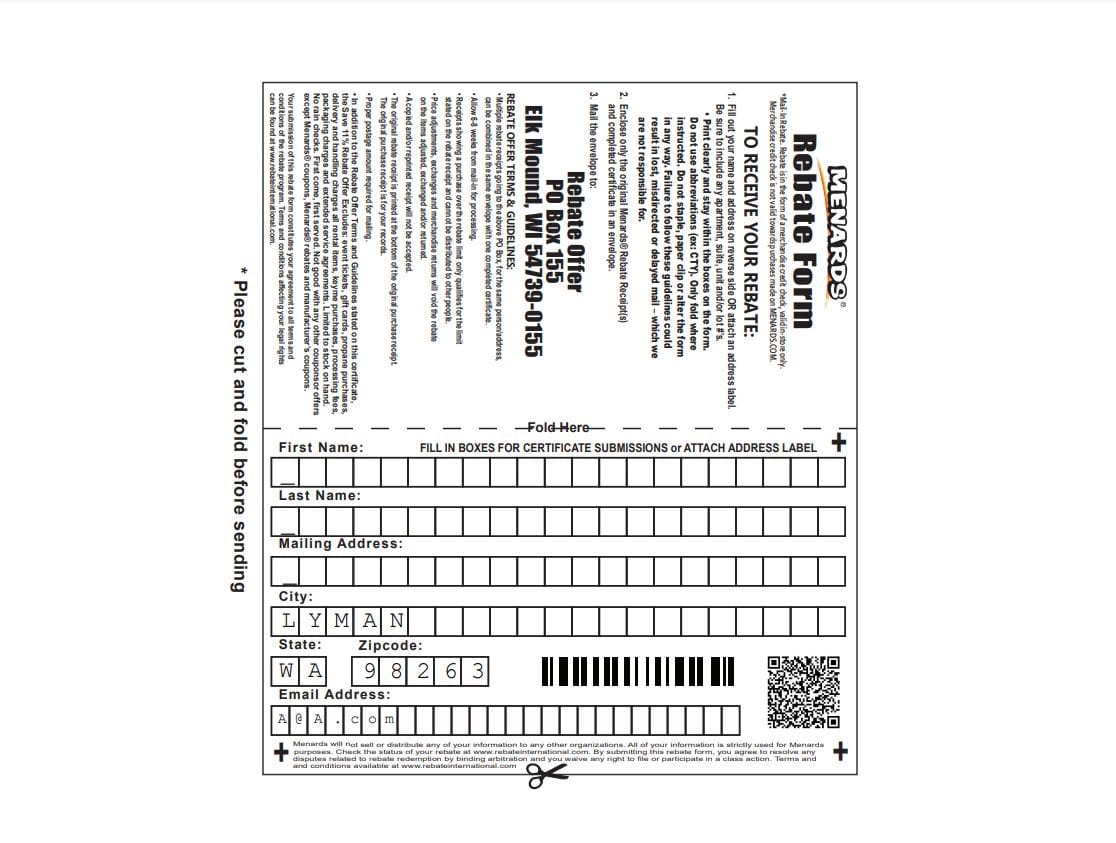 Menards Printable Rebate Forms