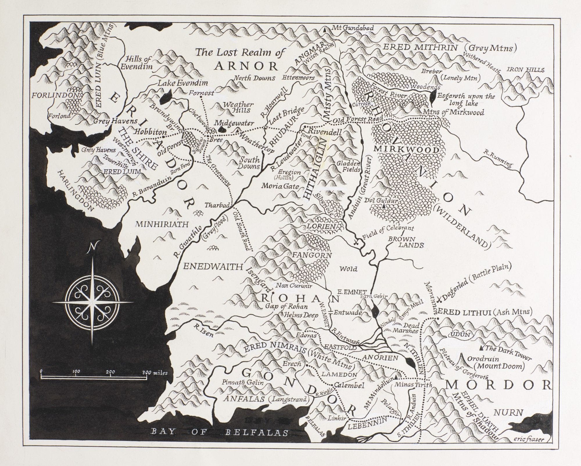 Lord of the Rings Map Print 12x18 Tolkien Middle Earth Full