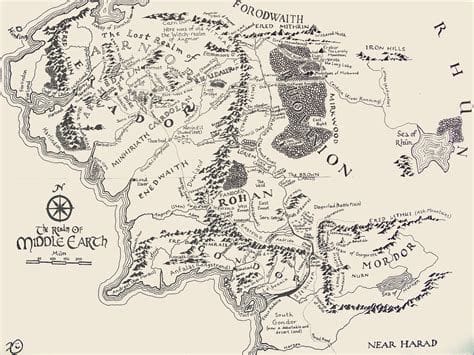 Tolkiens annotated map of Middle