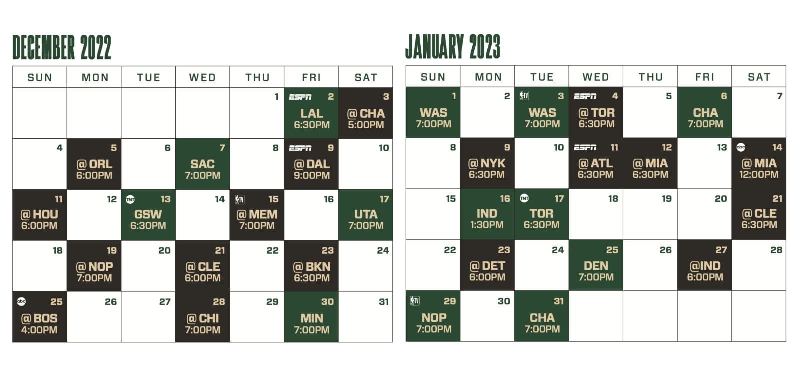 Milwaukee Bucks 2023 2024 Printable Schedule