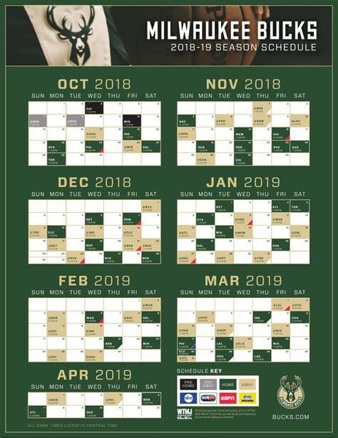 Bucks Schedule 2023 24 Printable