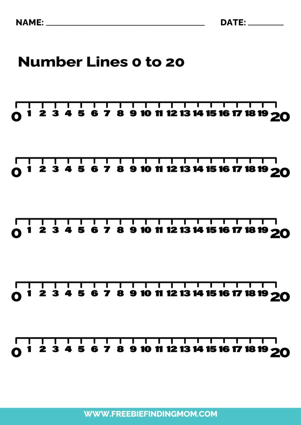 Free Printable Number Line to 20 PDFs