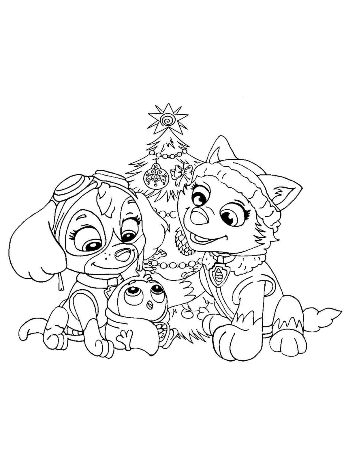 Paw Patrol Christmas coloring page