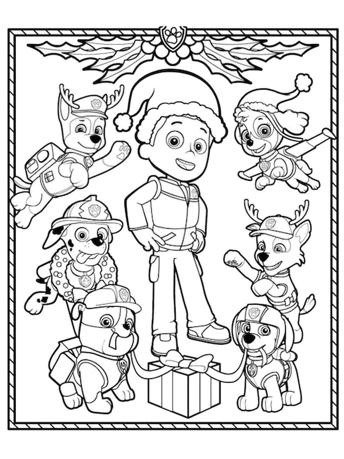 Paw Patrol Christmas coloring page