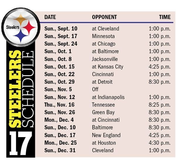 Pittsburgh Steelers Printable Schedule 2023