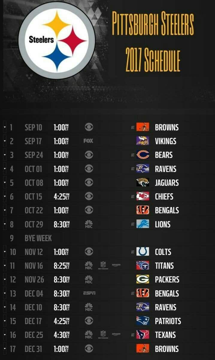 Pittsburgh Steelers Schedule For November 2024