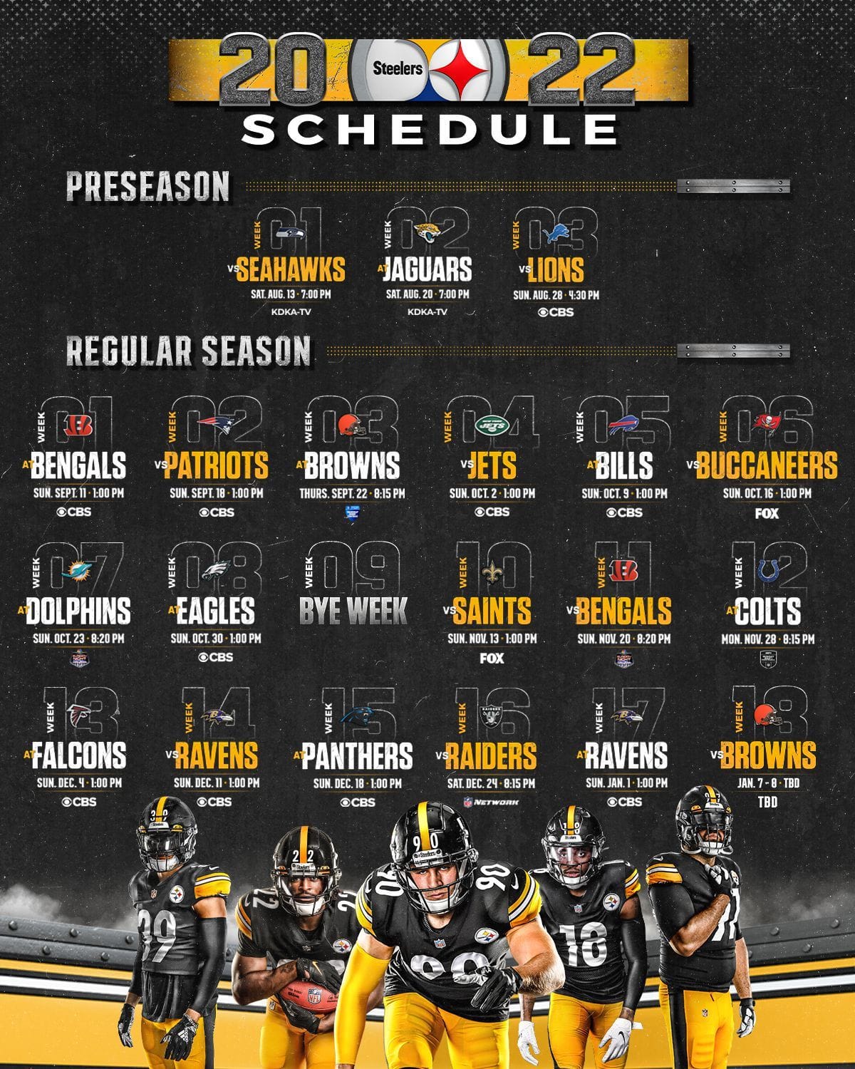 The Pittsburgh Steelers 2022 regular season schedule