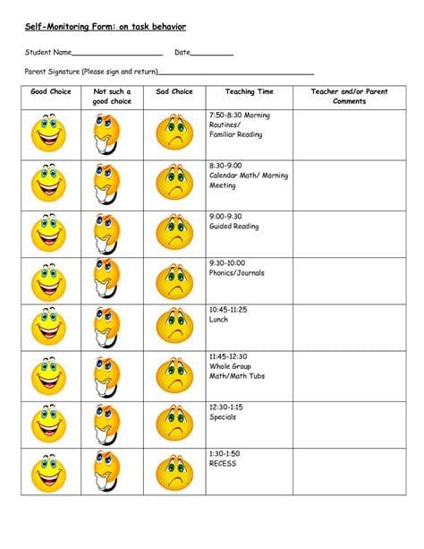 Behavior Charts Printable for Kids