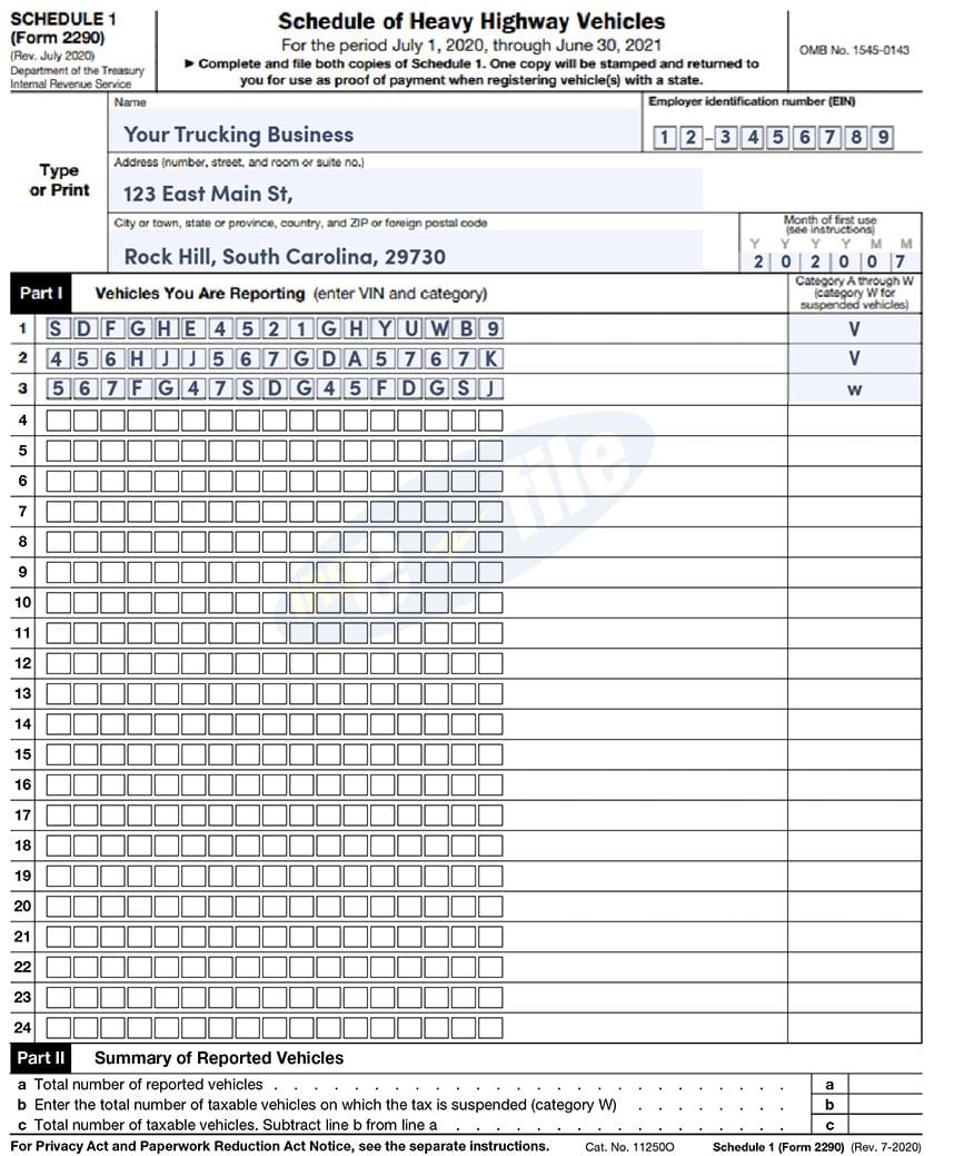 2290 Form Printable