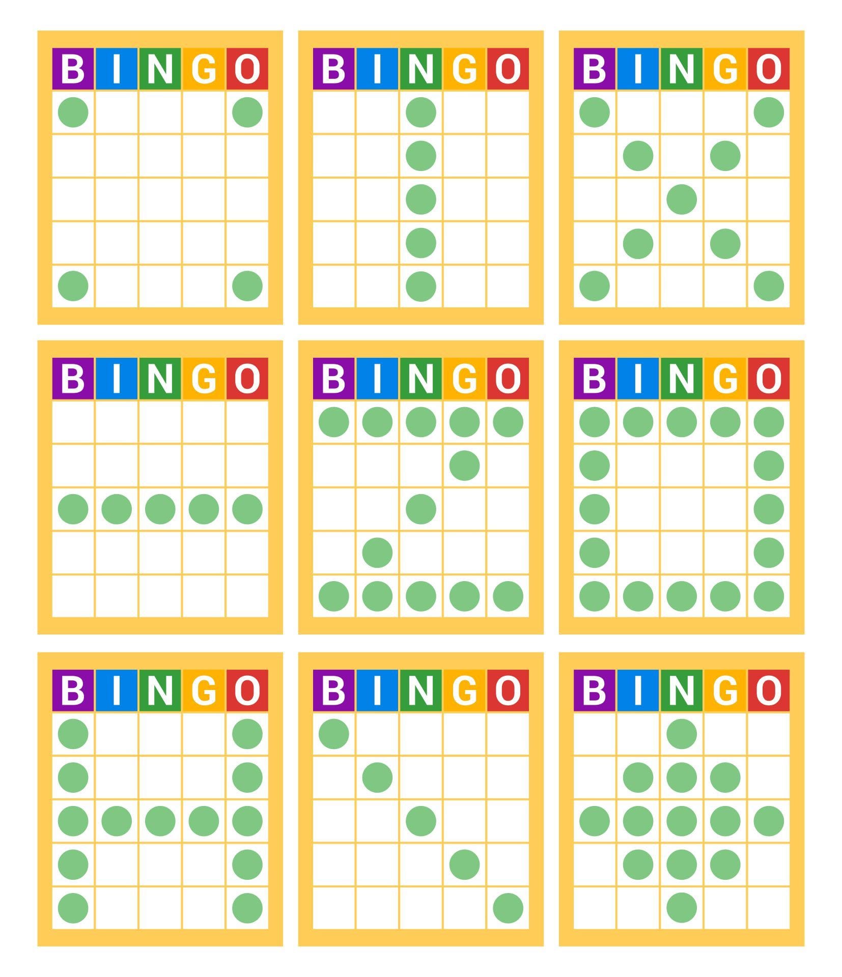 Bingo Game Patterns