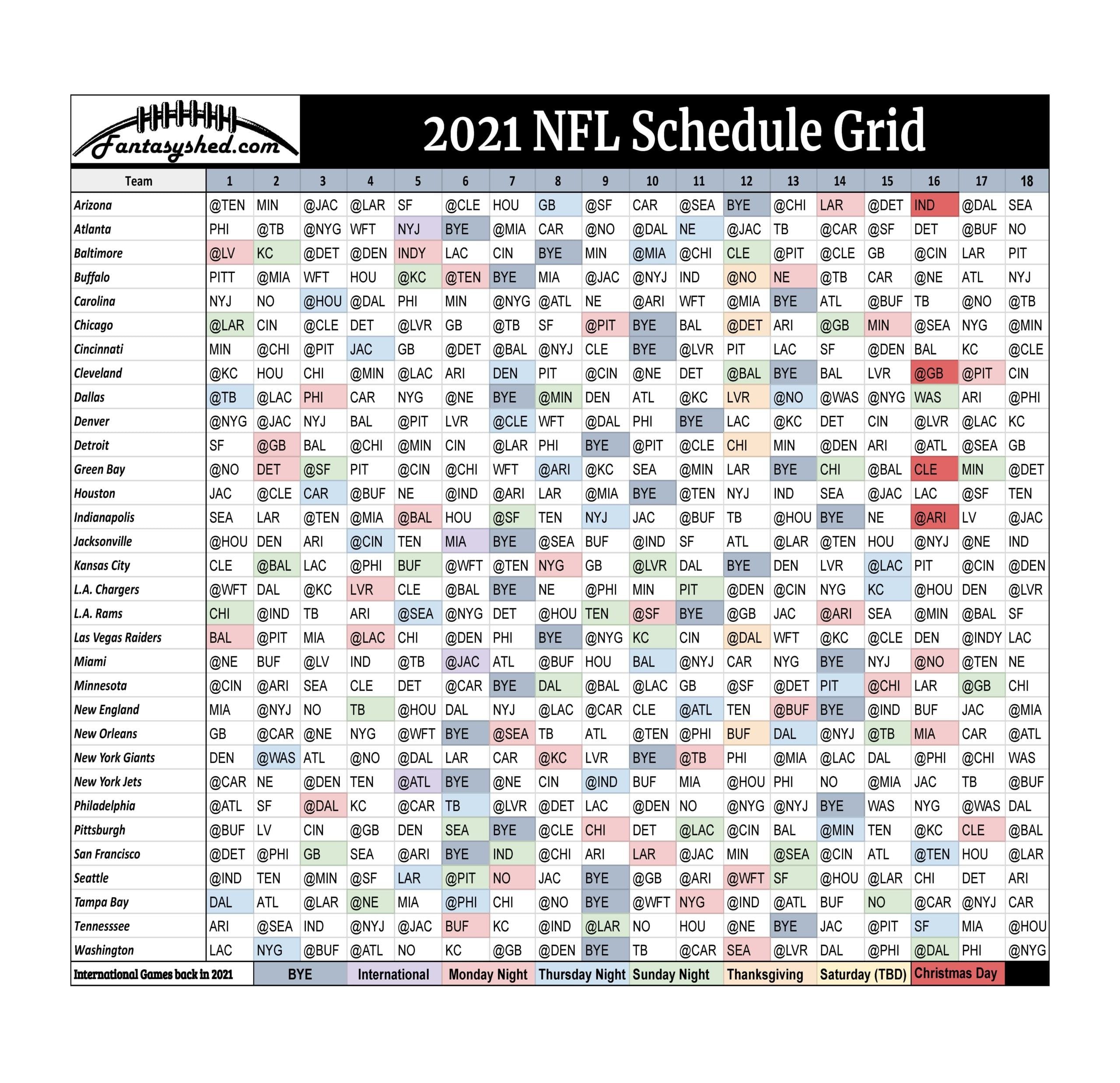 Nfl Printable Schedule 2021