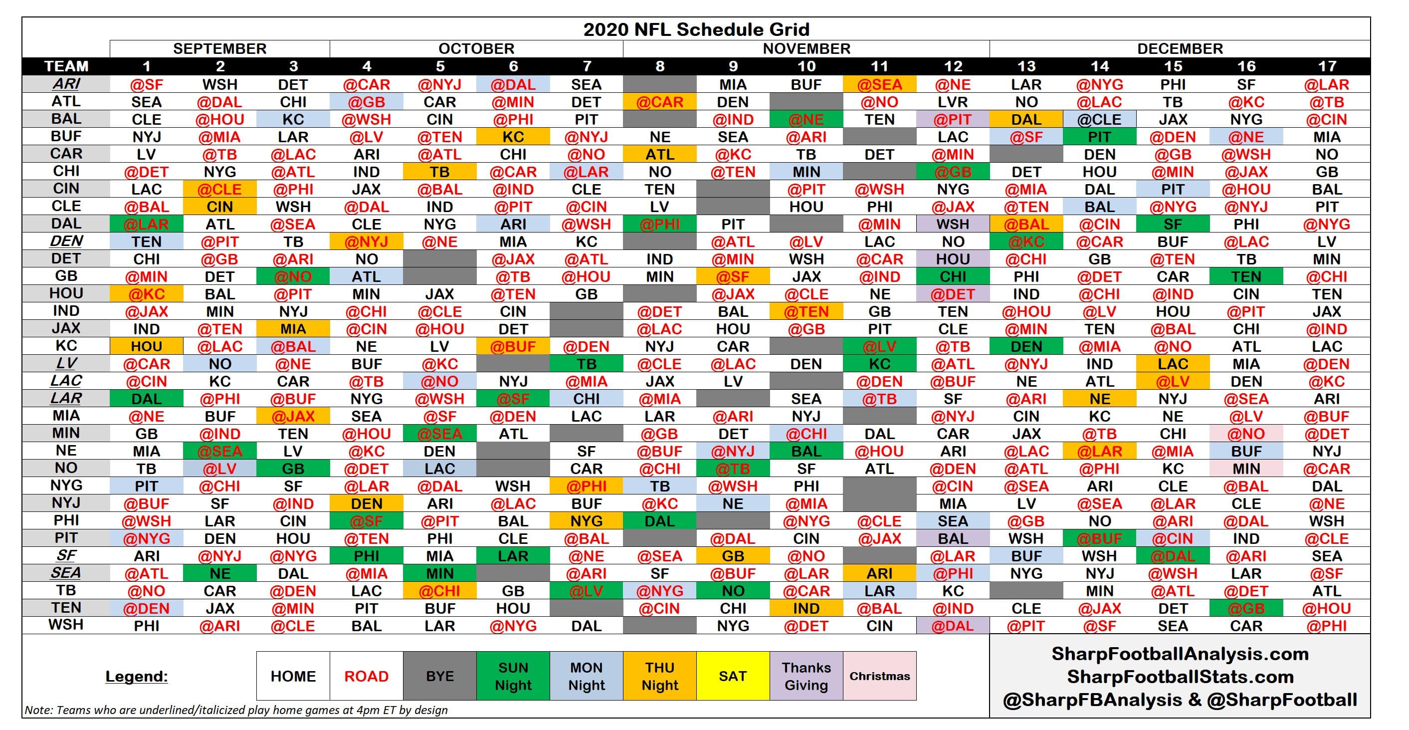 Nfl Team Schedules 2021 Printable