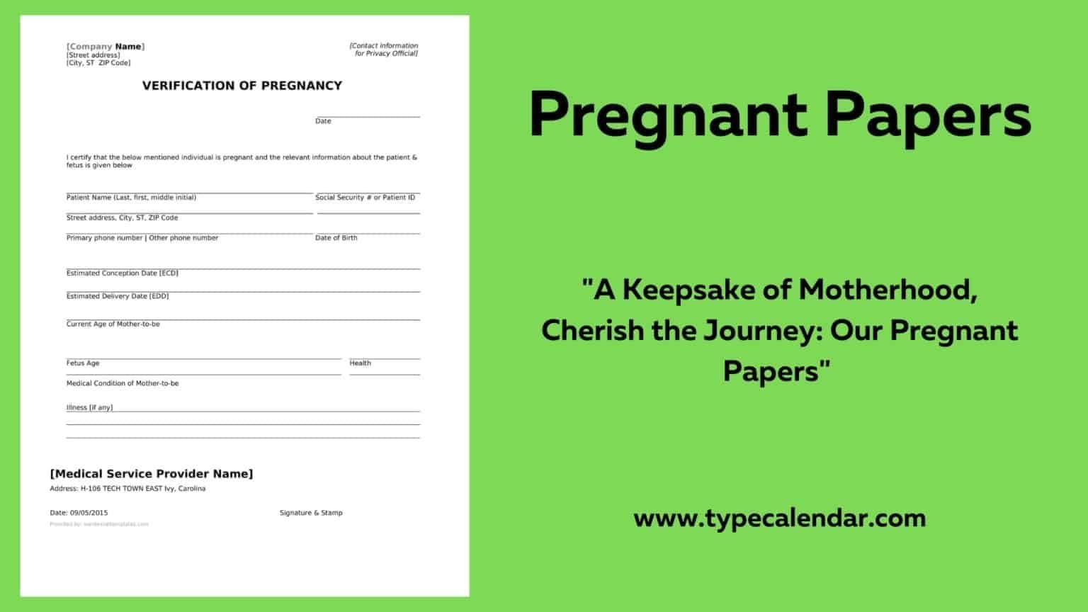 Free Printable Pregnant Papers (Pregnancy Verification) / PDF