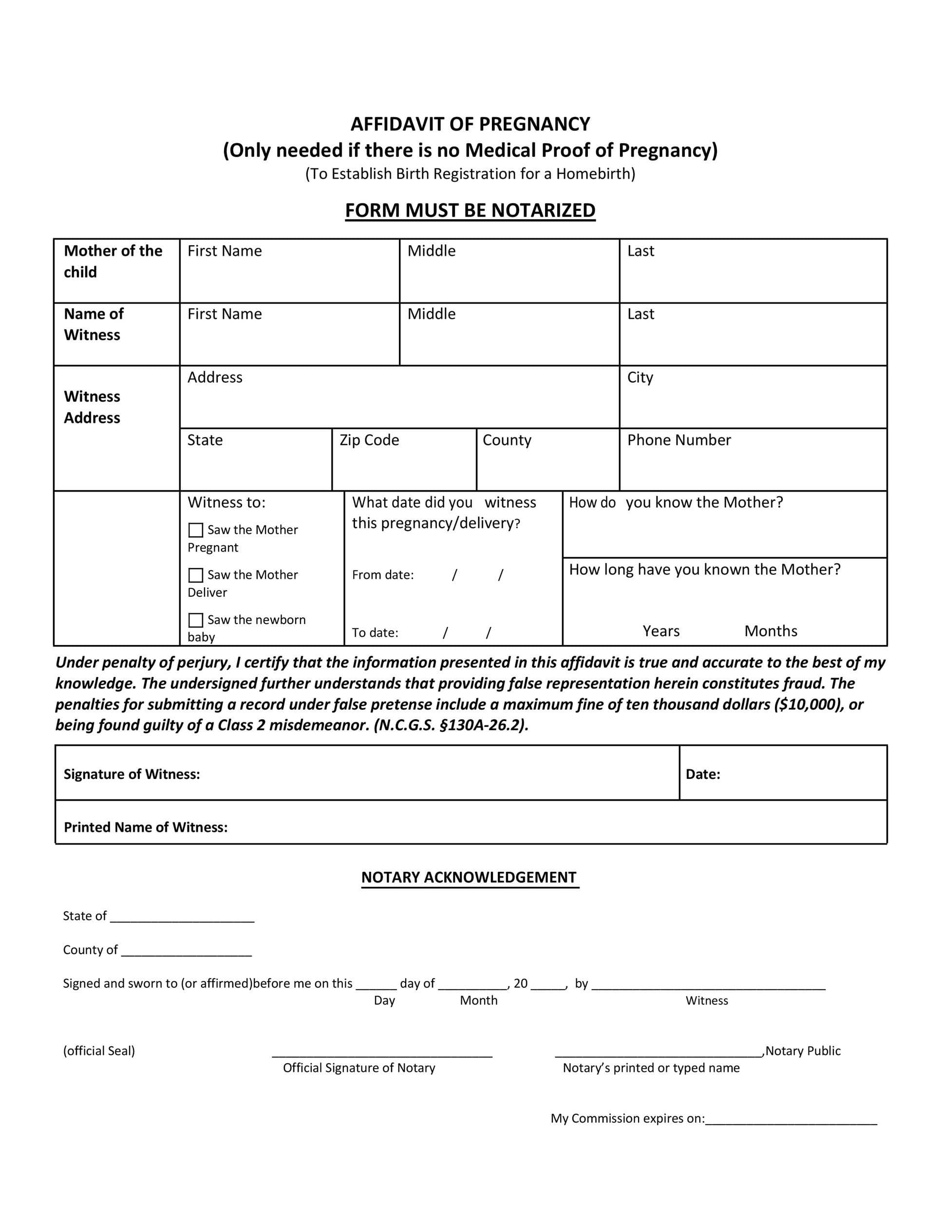 Printable Positive Pregnancy Test Form