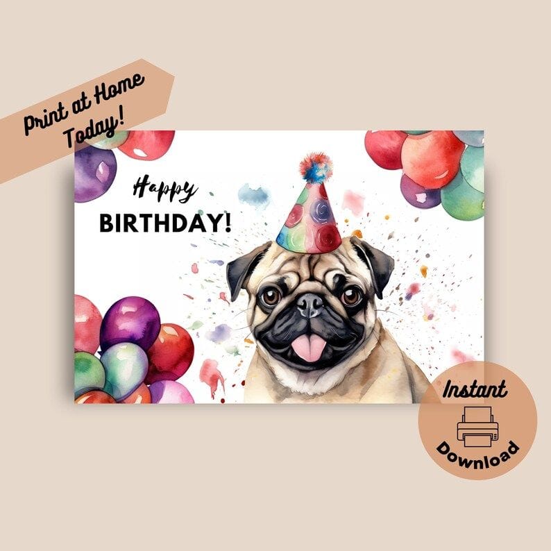 Pug Birthday Card