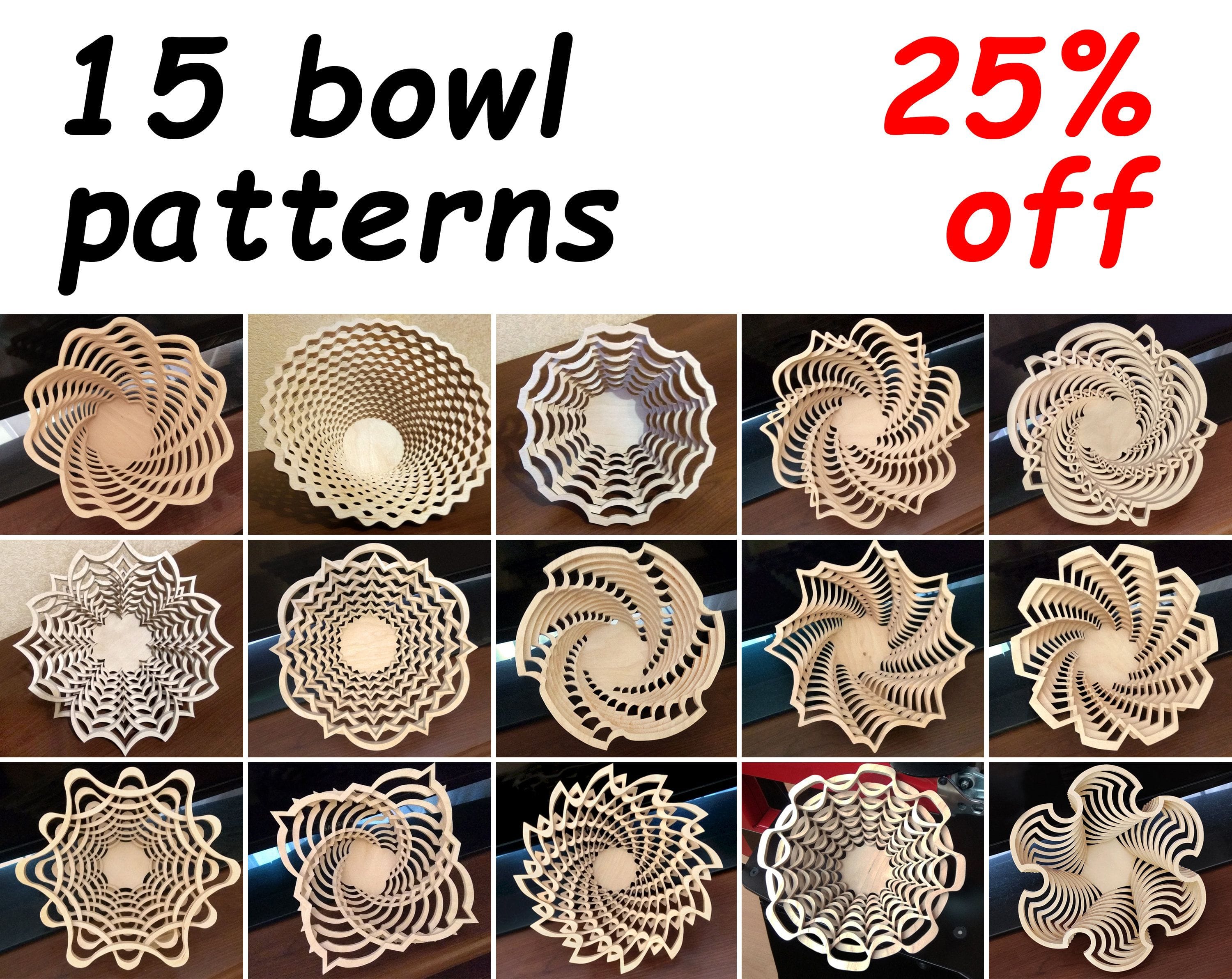 Bowls Set Scroll Saw Patterns pdf Dxf Svg Eps