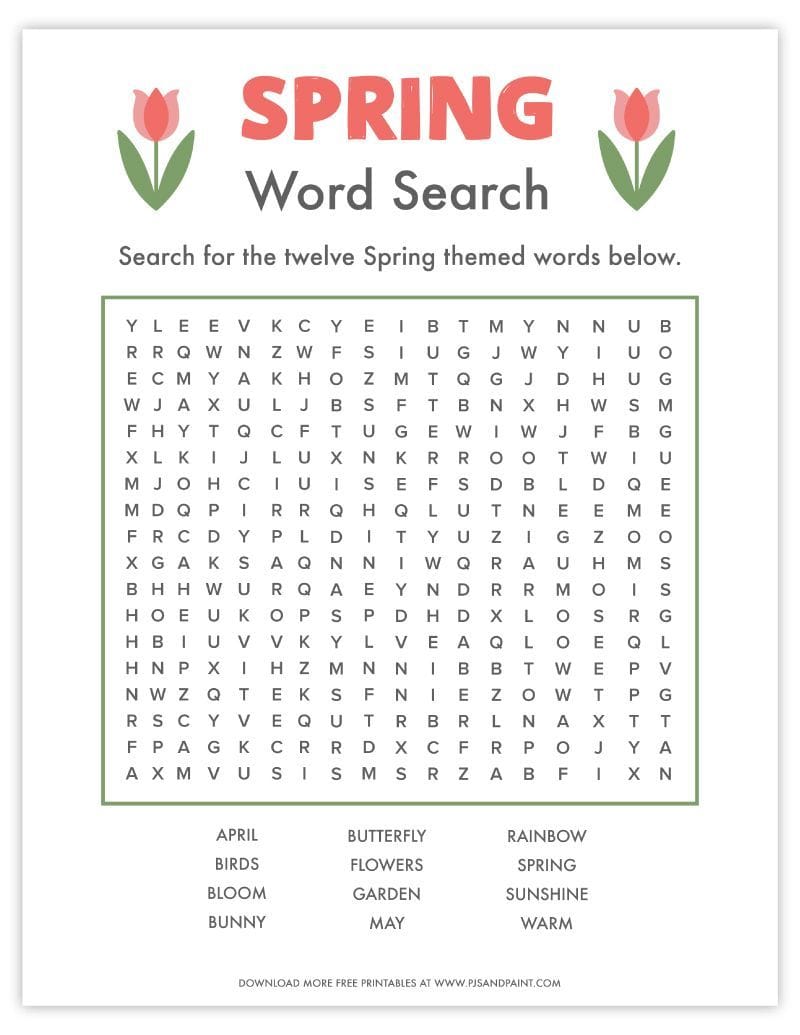 Free Printable Spring Word Search