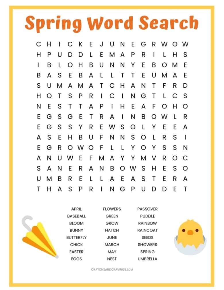 Free Printable Spring Word Puzzles