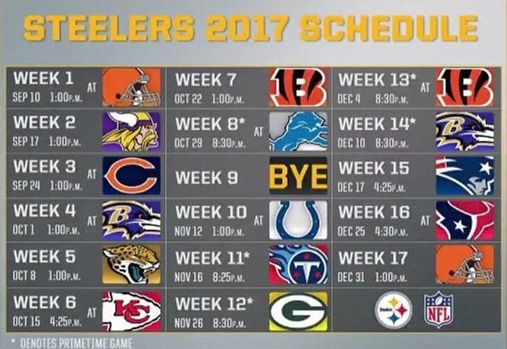 2021 Pittsburgh Steelers Schedule