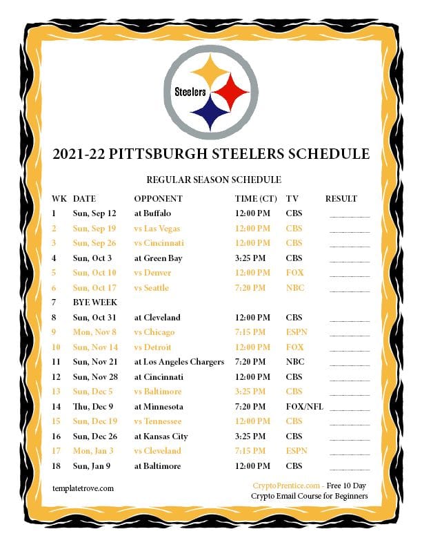 Steelers 2021 schedule: Downloadable mobile