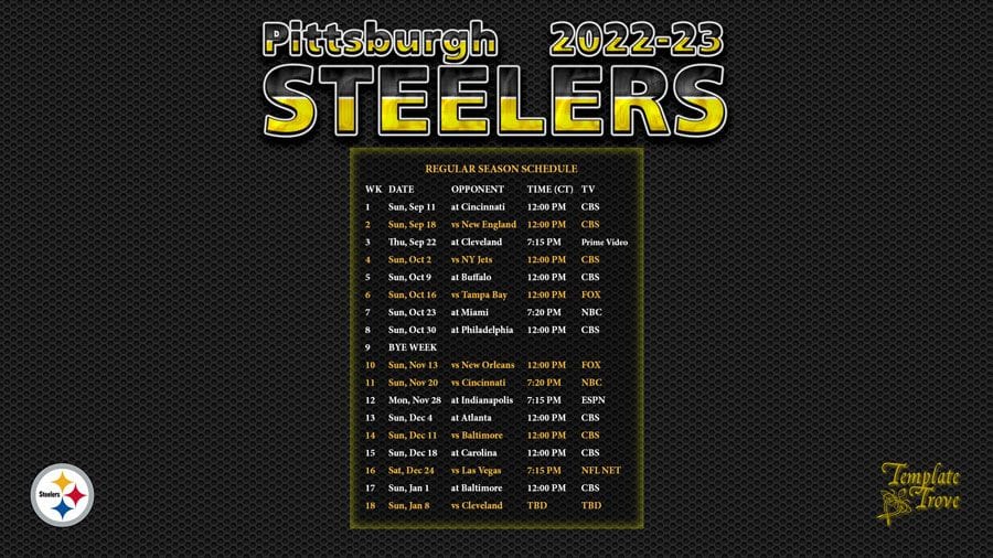 Steelers 2023 Printable Schedule