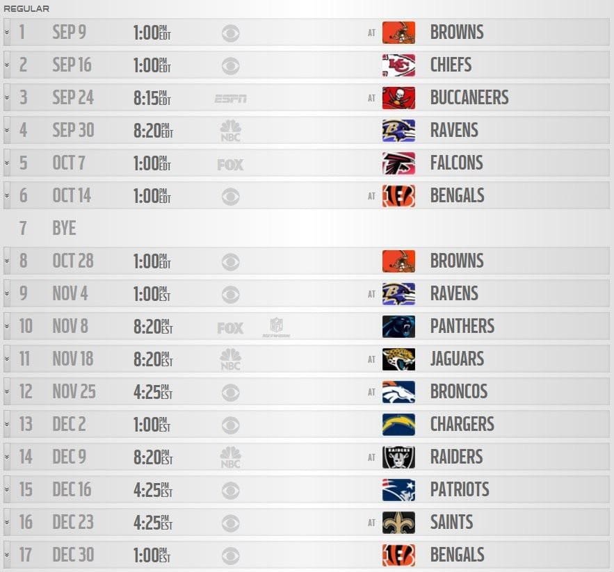 Pittsburgh Steelers Schedule Printable