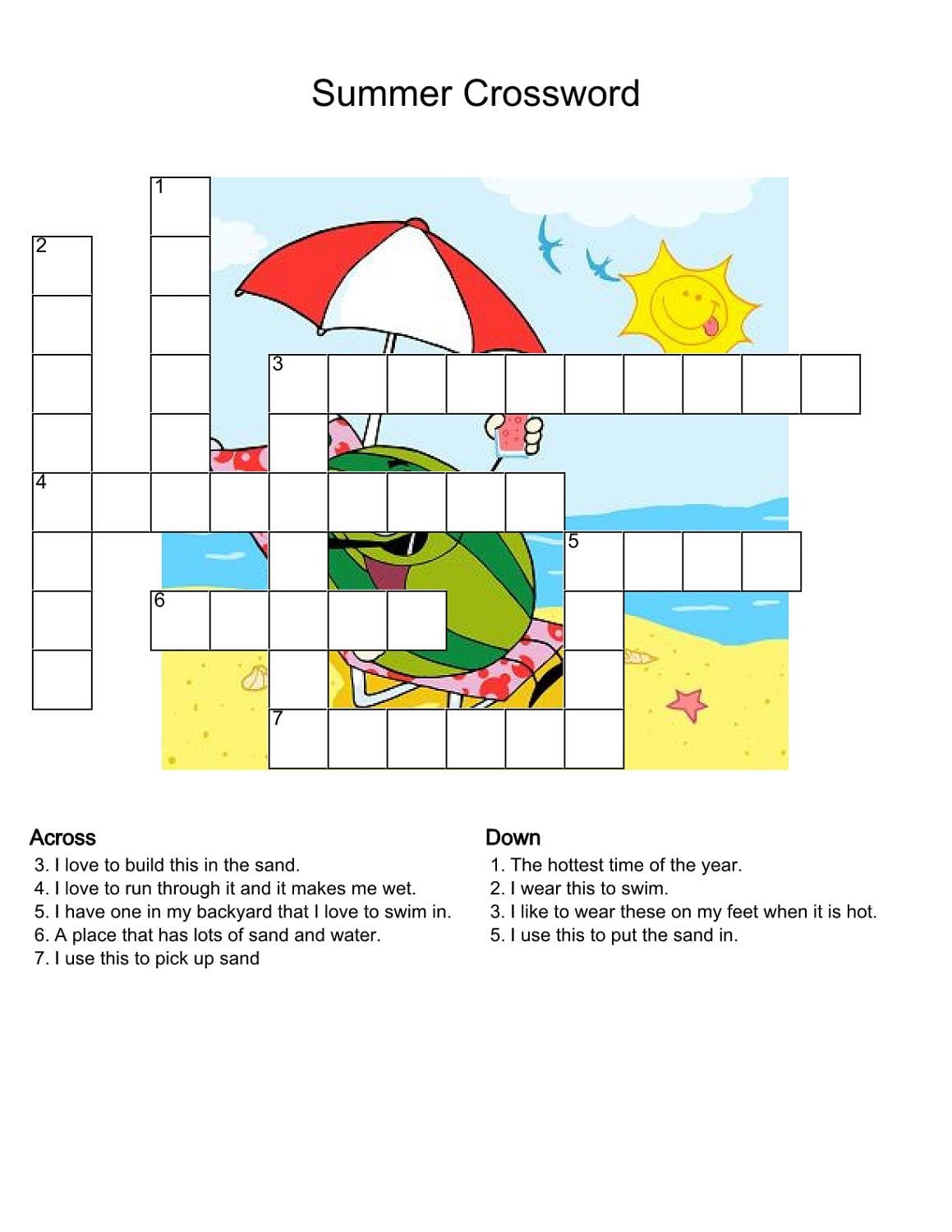 Printable Summer Crossword Puzzles