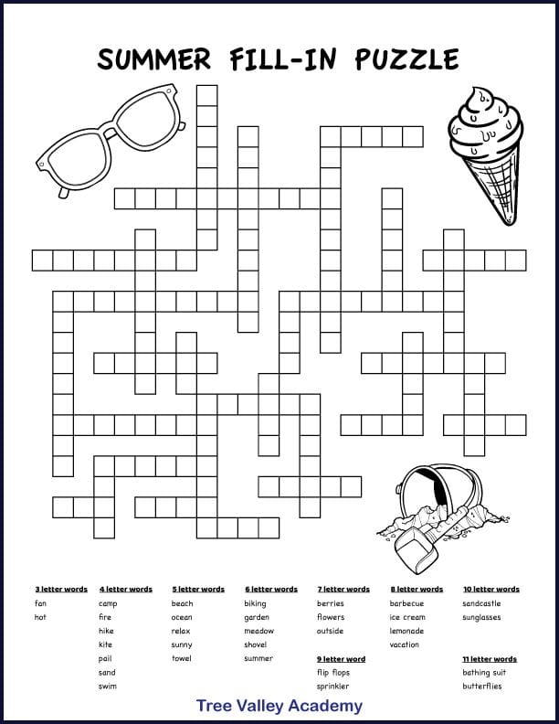 Summer Printable Crossword Puzzles