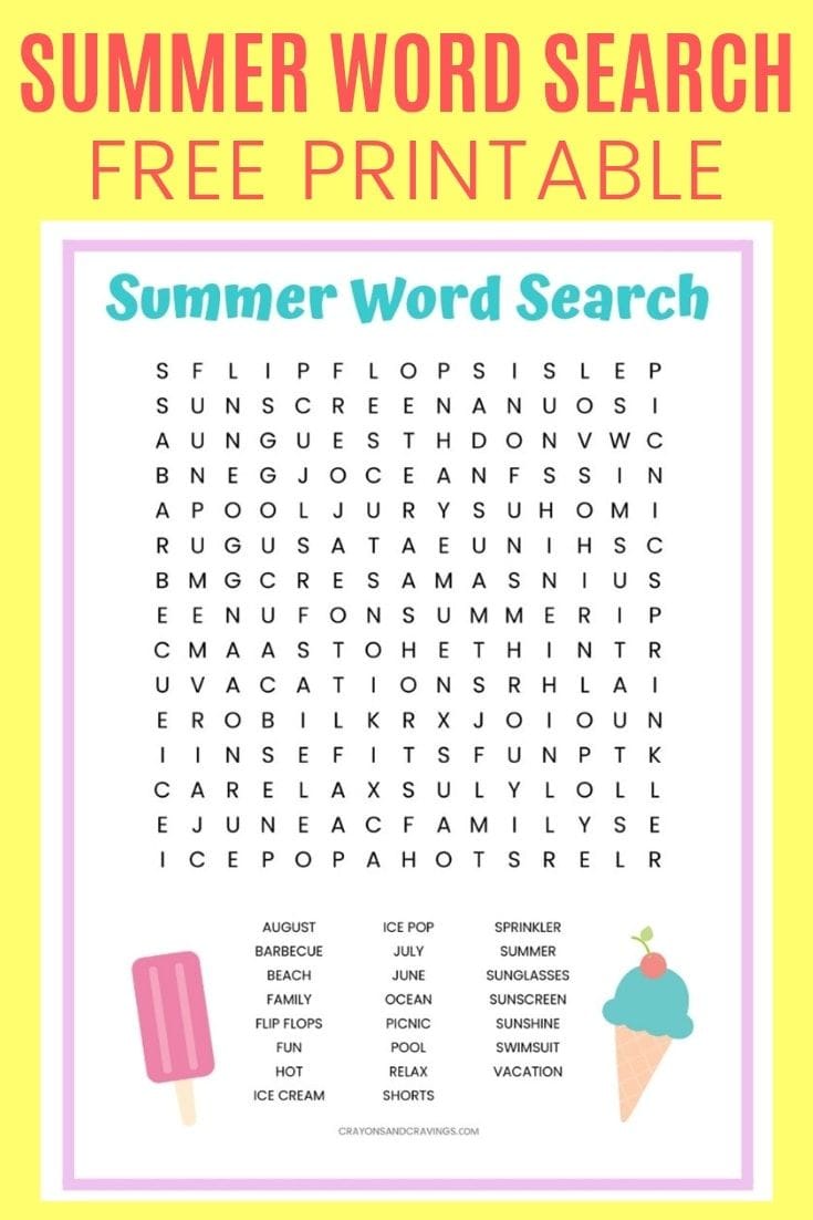 Printable Summer Crossword Puzzles For Kids