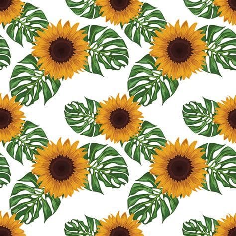 Sunflower Seamless Pattern Vector Art