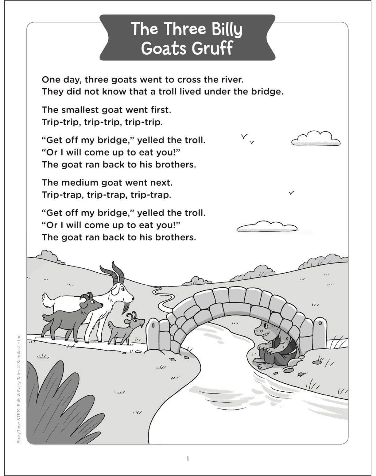 Three Billy Goats Gruff Story Printable