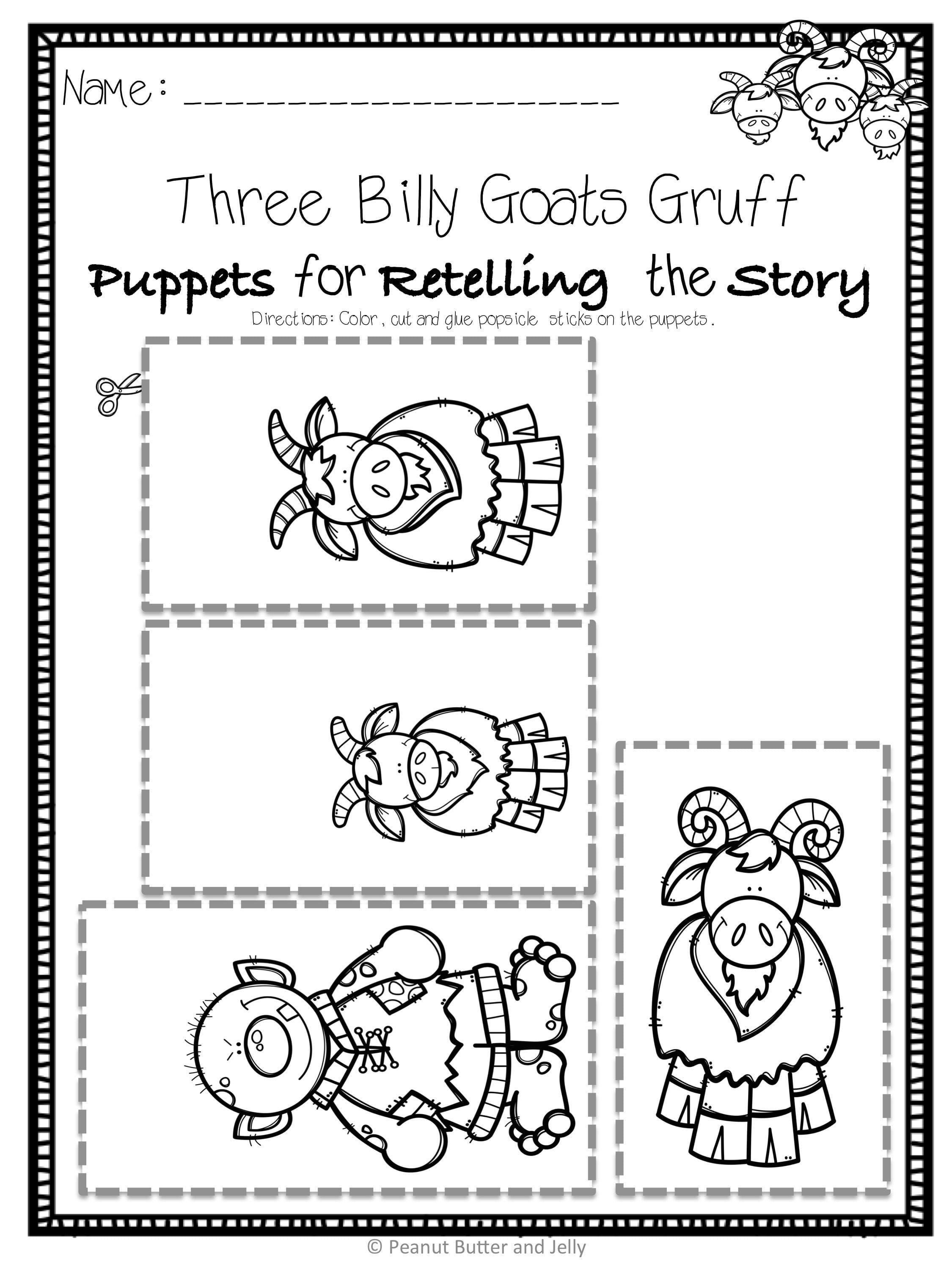 Printable Free Three Billy Goats Gruff Story Printable