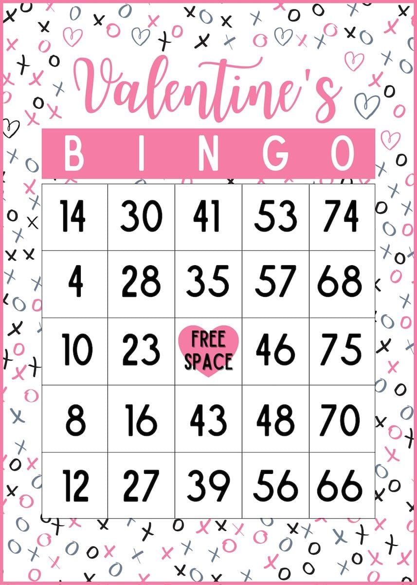 30 FREE Printable Valentine Bingo Cards with Numbers