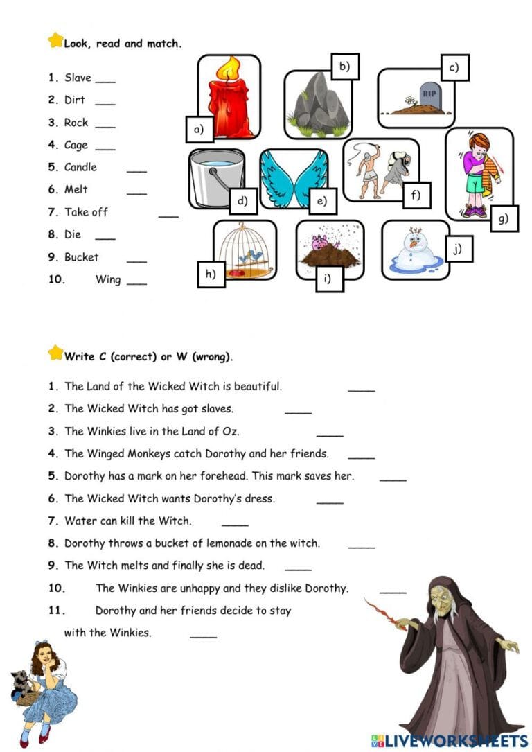 The Wizard Of Oz Printable Worksheets