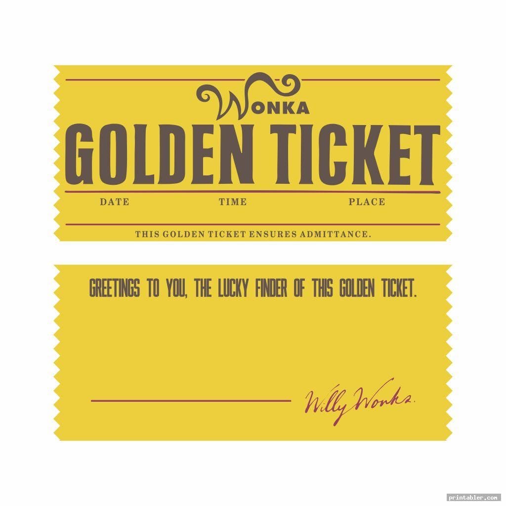 Printable Wonka Golden Ticket