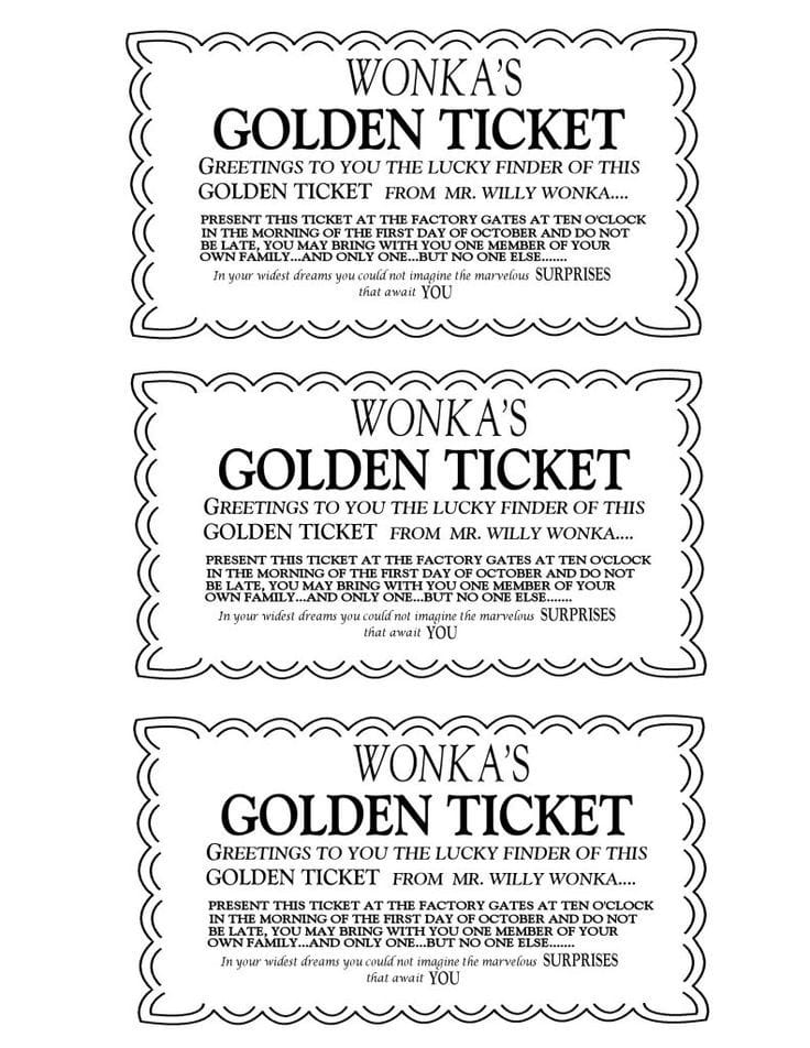 Printable Wonka Golden Ticket