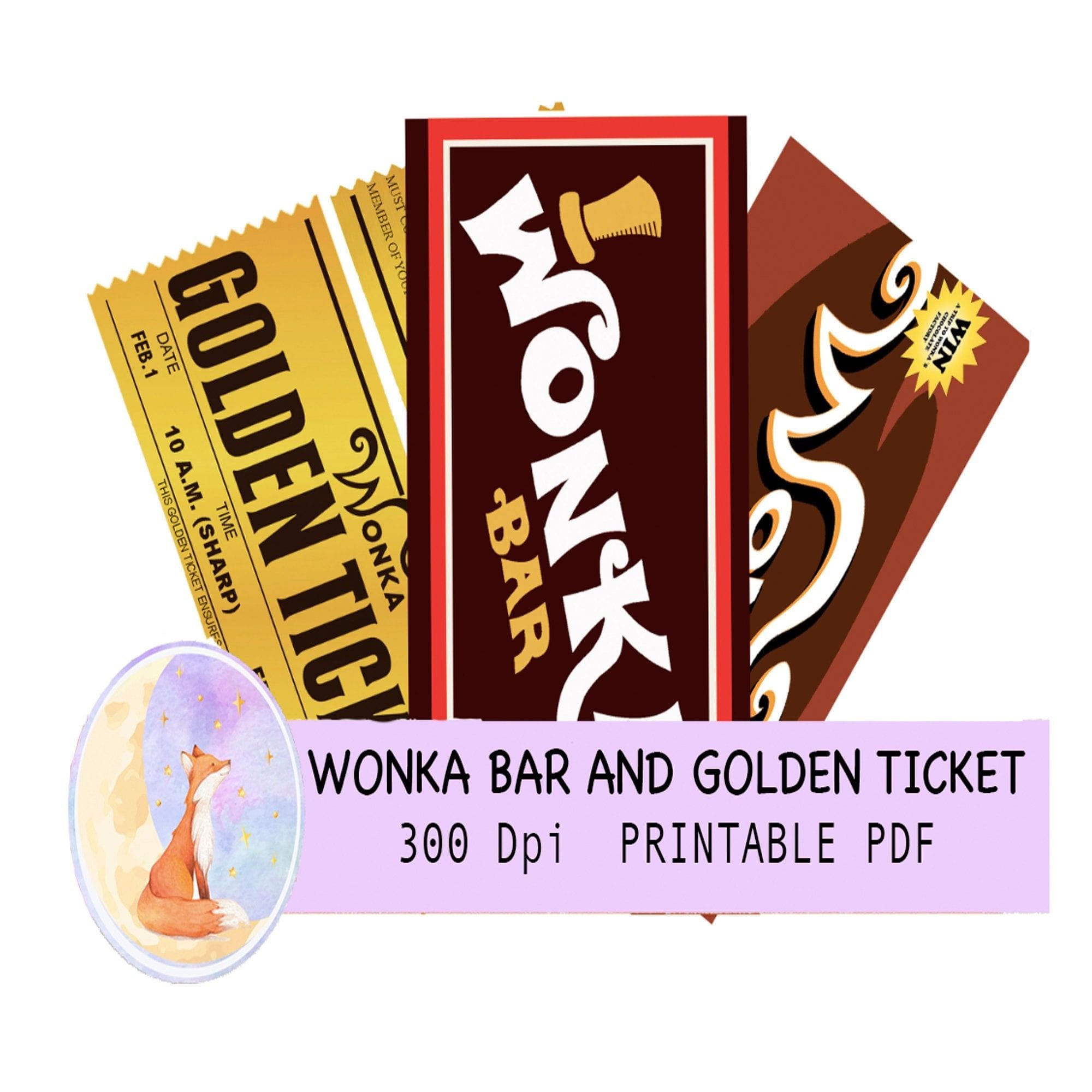 Printable wonka bar wrapper and golden ticket