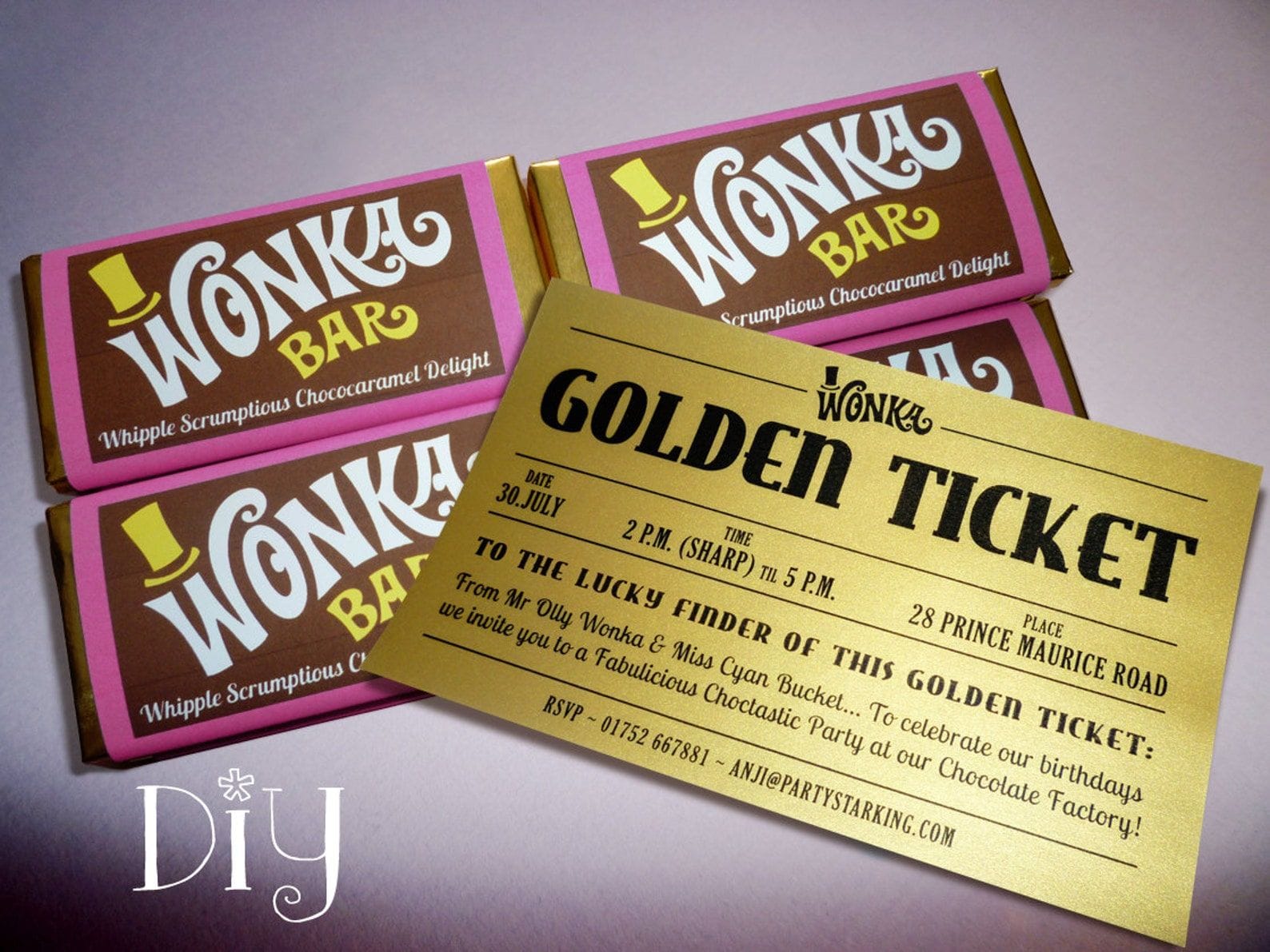 Editable Golden Ticket Printable Template Willy Wonka Party Supplies