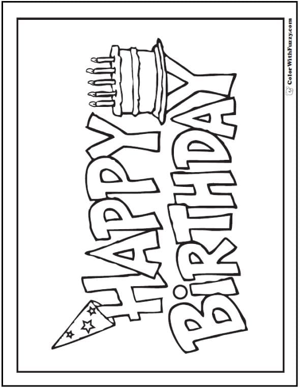 10 Free Printable Happy Birthday Signs To Color