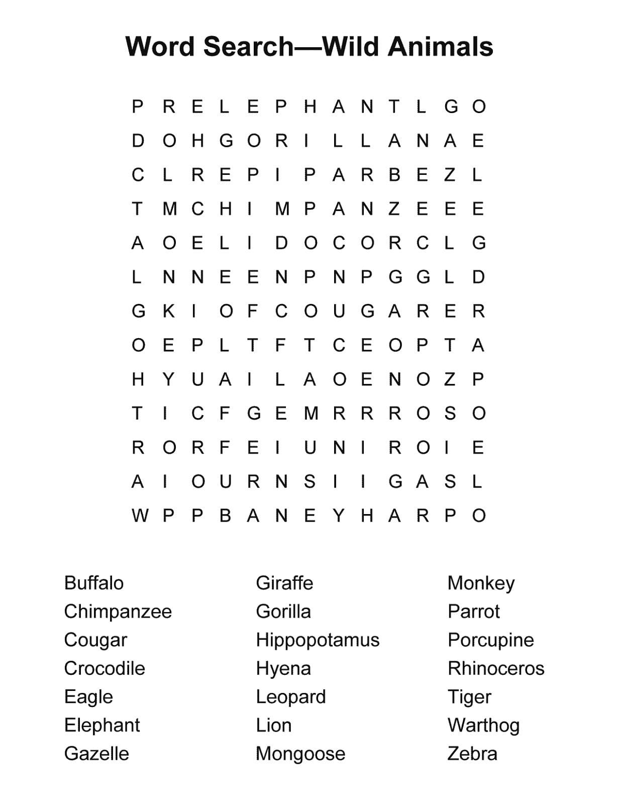 10 Free Printable Word Search Puzzles For All Ages