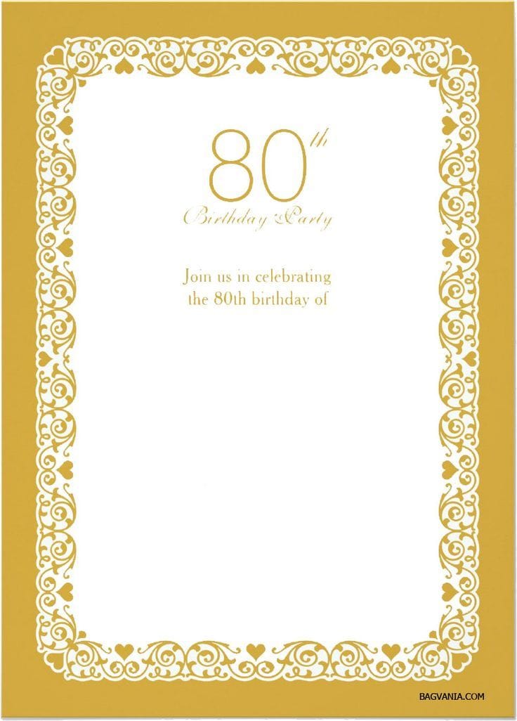 20 Free Printable 80th Birthday Card Templates