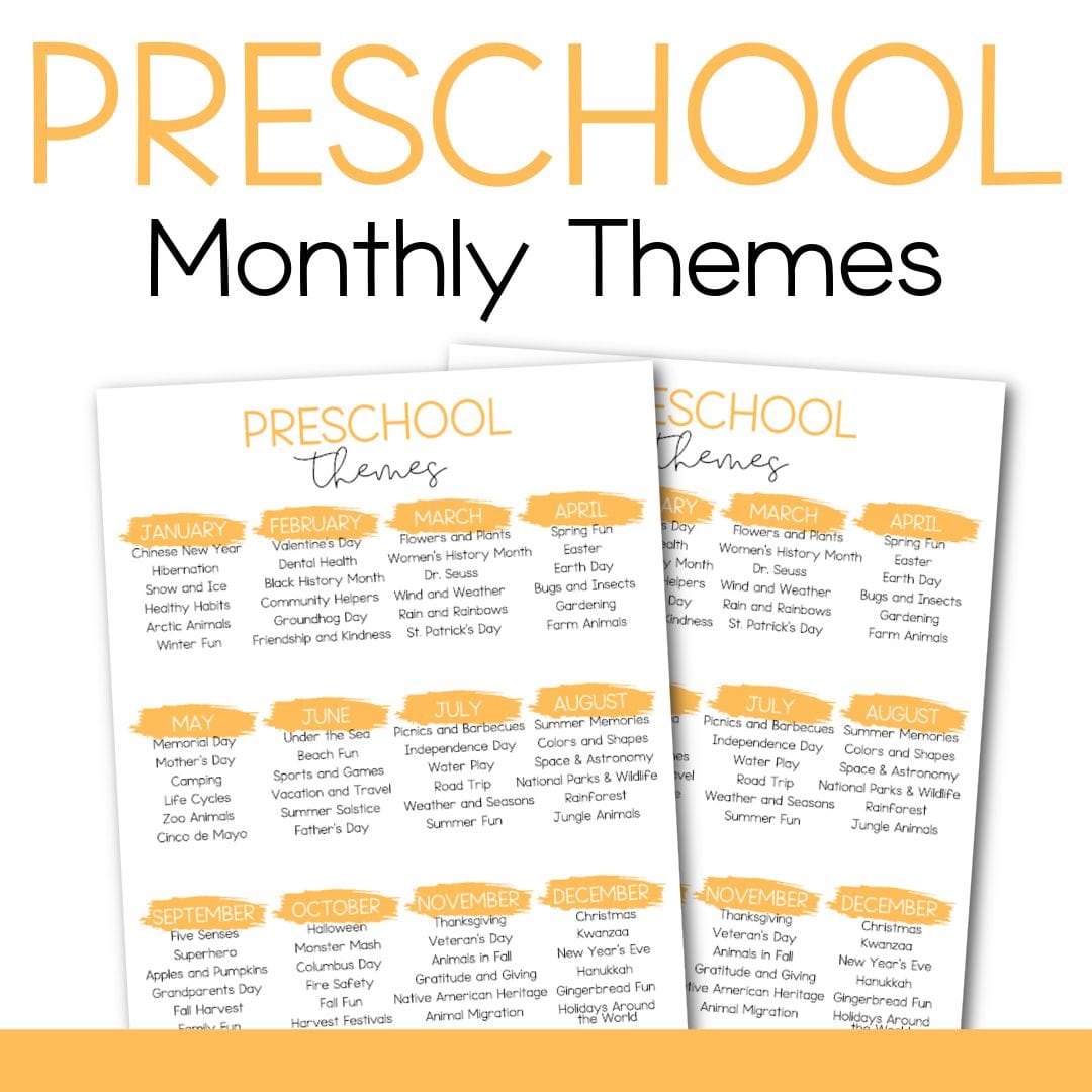 20 Free Printable Preschool Themes To Try