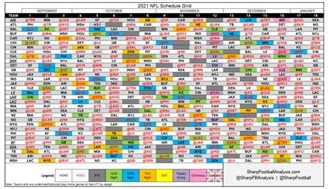 2021 Nfl Printable Schedule Grid