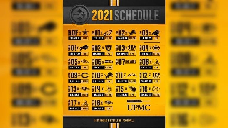 2021 Pittsburgh Steelers Game Schedule Revealed