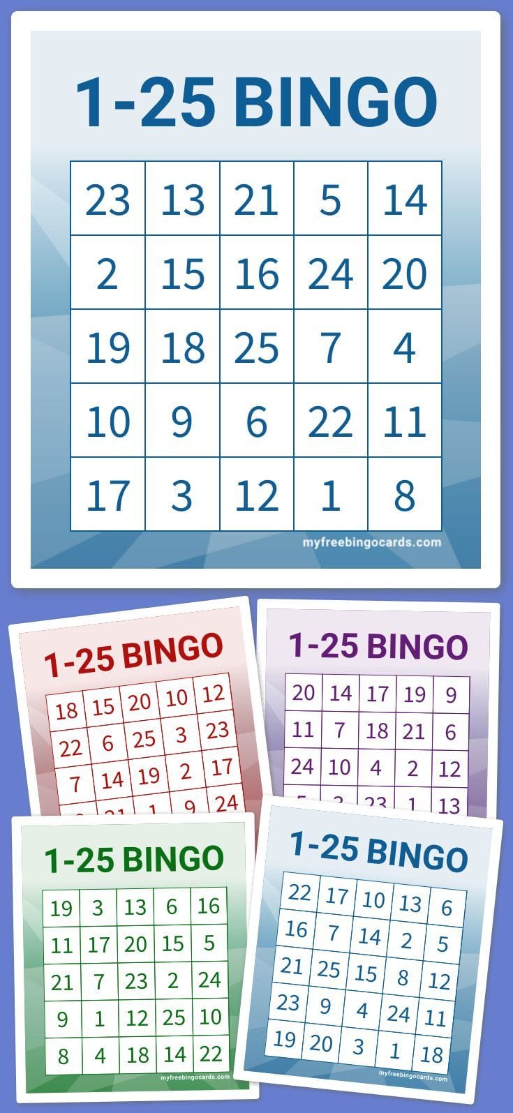 25 Free Printable Bingo Cards 1-25 In Pdf