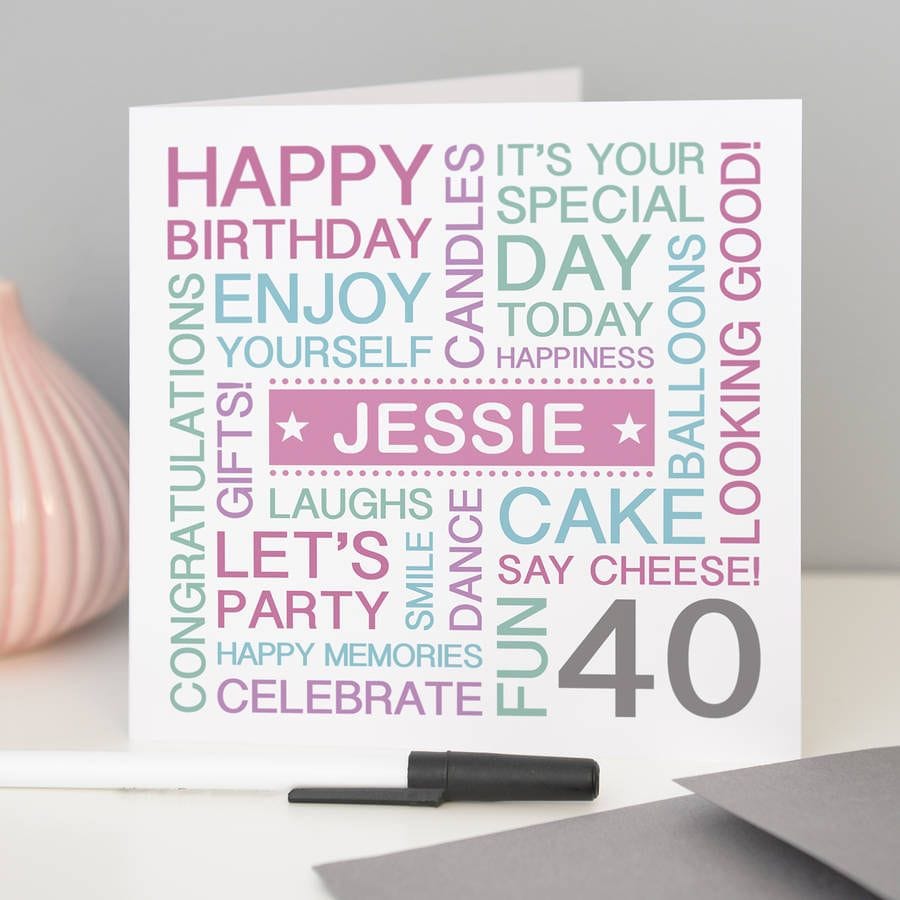 10 Free Printable 40th Birthday Card Designs