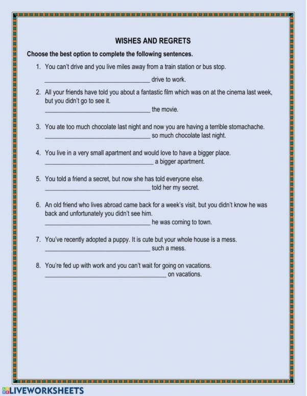 5 Wishes Worksheet