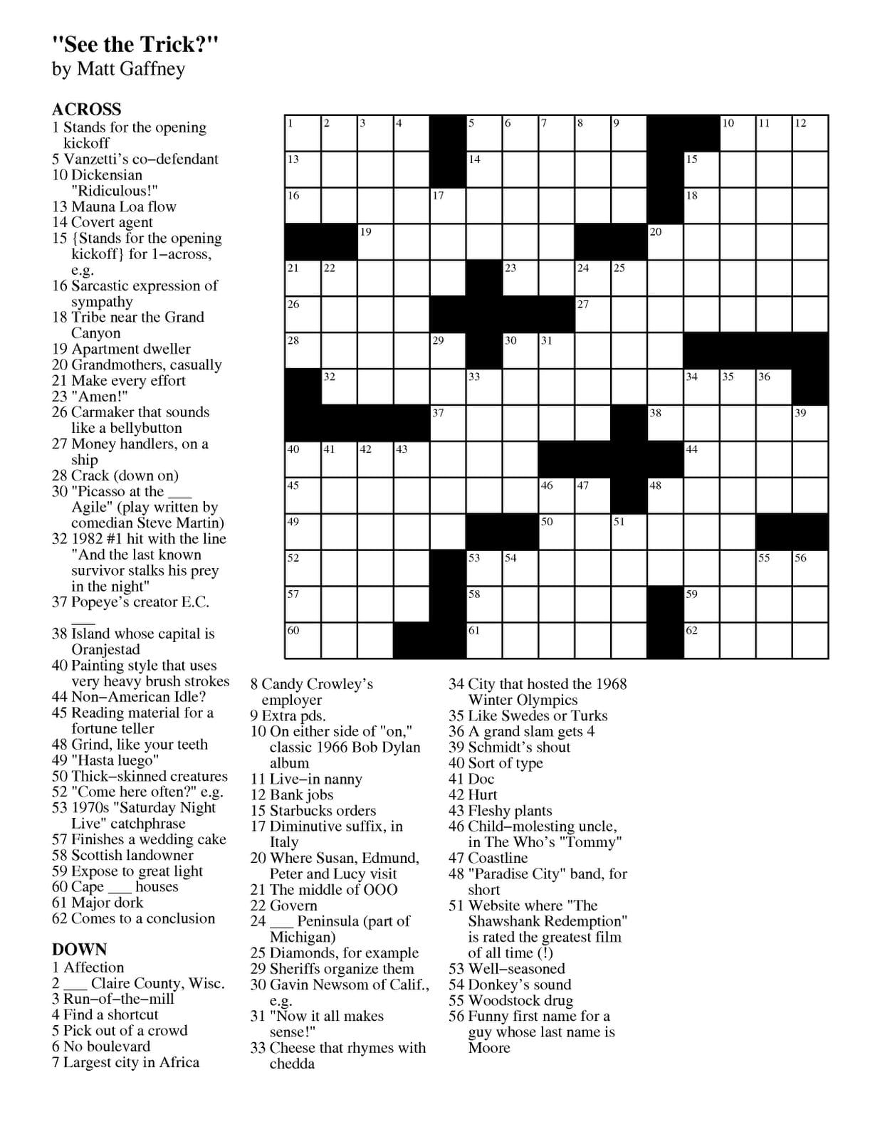 7 Free Daily Online Printable Crossword Puzzles