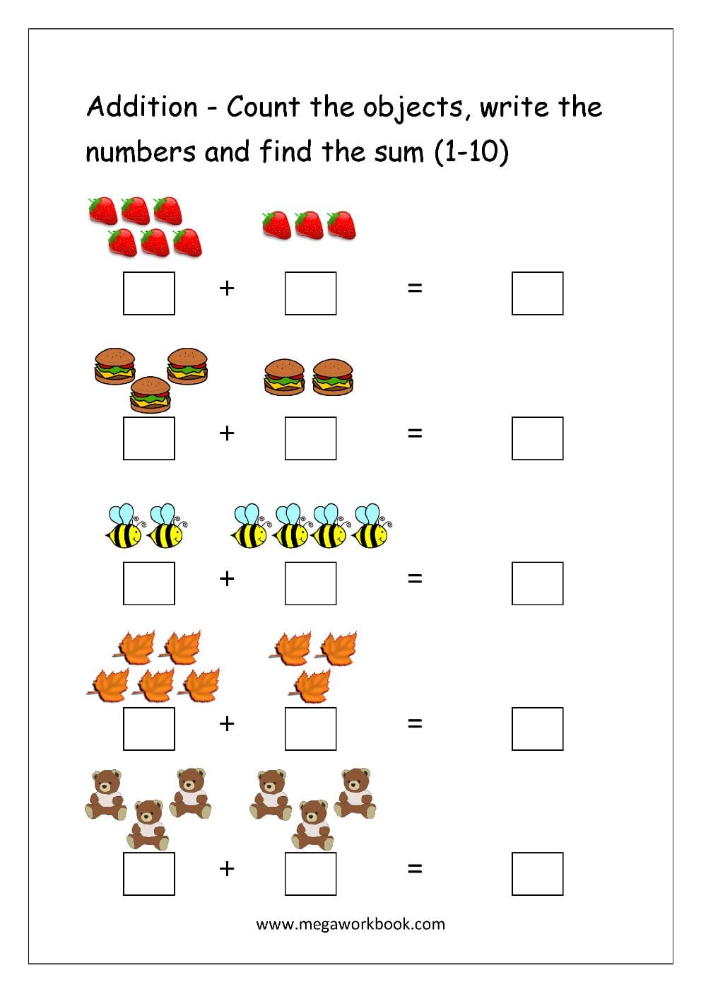 Addition Worksheet with Pictures